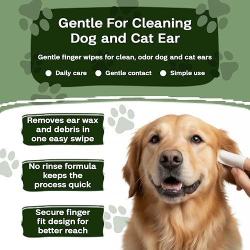 Dog & Cat Ear Cleaner Wipes - Gentle Finger Wipes for Wax, Dirt & Odor - Image 2