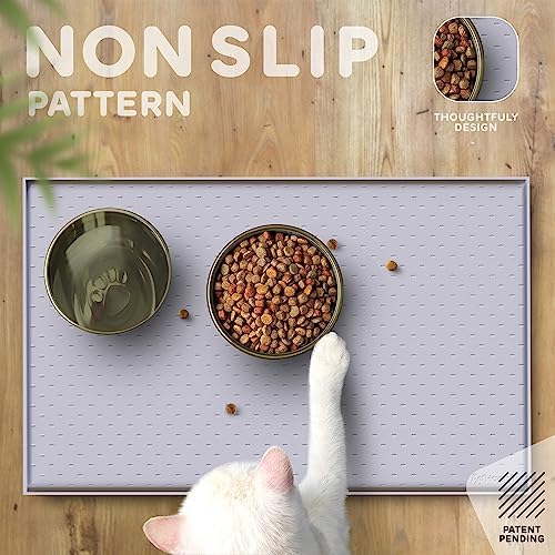 Dog Food Mat - 28x18 Raised Edges Dogs Mat for Food and Water Prevent Spill, Waterproof Cat Food Mats Protect Floors, Easy Clean Dog Bowl Mats for Food and Water, Silicone Pet Feeding Placemats - Image 4