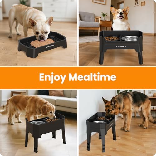 URPOWER Mess Proof Elevated Dog Bowls Double Deck Slow Feeder - Image 7