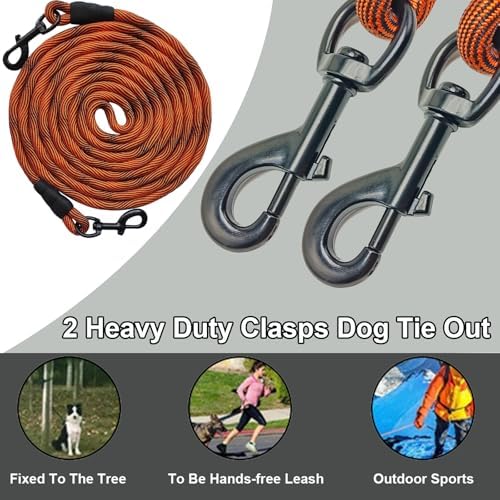 BTINESFUL Dog Tie Out Long Tether 8/12/20/30/50/75ft Rope Dog Lead for Yard - Image 3