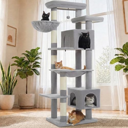 69" Tall Cat Tree for Indoor Cats Large Adult, Multi-Level Cat Tower by UYMI