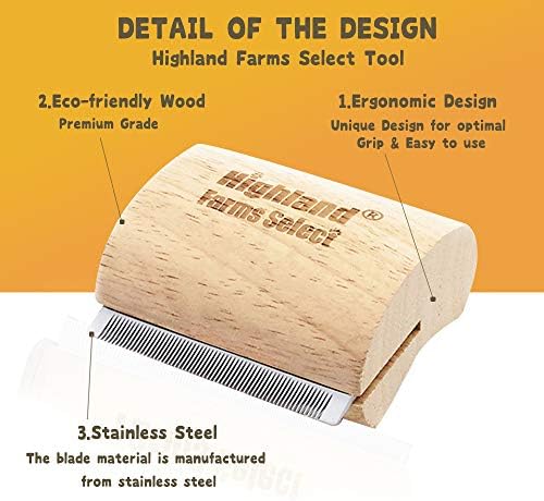Deshedding Grooming Tool for Dogs, Cats & Horses, Ergonomic Design Wood Groom Brush, Professional Pet Groomer, Painlessly Remove for Short & Long Hair, Fur & Dirt - 2.5 Inches - Image 3