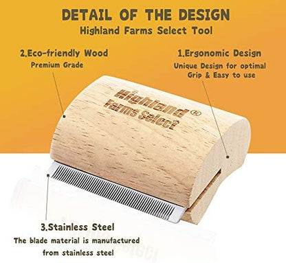 Deshedding Grooming Tool for Dogs, Cats & Horses, Ergonomic Design Wood Groom Brush, Professional Pet Groomer, Painlessly Remove for Short & Long Hair, Fur & Dirt - 2.5 Inches - Image 3