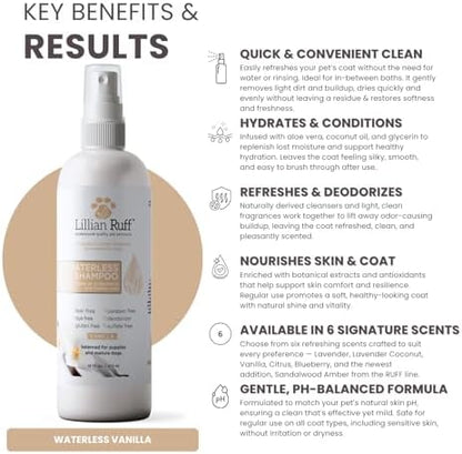 Lillian Ruff Waterless No-Rinse Dog Dry Shampoo Spray with Hydrating Essential Oils - pH-Balanced Dry Shampoo for Dogs - Clean, Condition, Detangle & Deodorize Dry, Sensitive Skin (Vanilla) - Image 3
