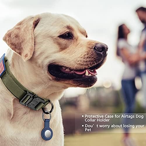 DAGANXI Tactical Dog Collar, Adjustable Military Training Nylon Dog Collar with Control Handle and Heavy Metal Buckle for Medium and Large Dogs, with Patches and Airtags Case (M, Green-Set) - Image 2