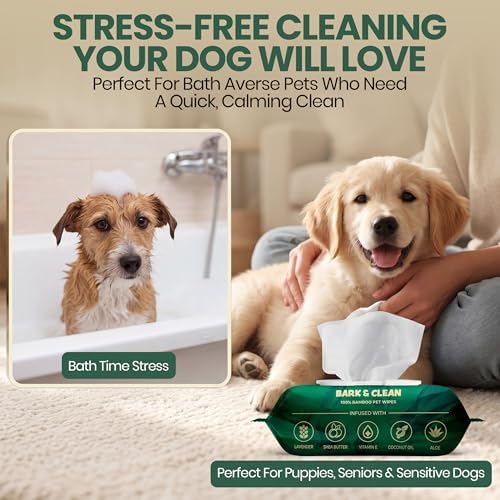 Bark & Clean Dog Wipes for Cleaning and Deodorizing - 2 Pack of 110 8.5" x 9" Bamboo Pet Wipes - Compostable, Hypoallergenic Puppy Wipes - Dog Wipes for Paws, Butt, and Body - Image 3