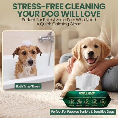 Bark & Clean Dog Wipes for Cleaning and Deodorizing - 2 Pack of 110 8.5" x 9" Bamboo Pet Wipes - Compostable, Hypoallergenic Puppy Wipes - Dog Wipes for Paws, Butt, and Body - Image 3