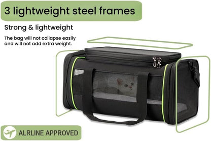Black Expandable Pet Carrier for Cats/Dogs - Airline Approved, 2-Side & Height Extendable Design - Soft Sided Travel Bag(Black) - Image 3