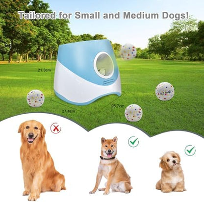 MEKAPLE Automatic Dog Ball Launcher for Small to Medium Dogs, 2.2 Inch ETPU Dog Ball Thrower, 3 Distance Adjustable 19-39 Ft Interactive Dog Toy, Mental Stimulating Puppy Toy with 4 ETPU Balls (Blue) - Image 3