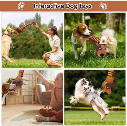 Squeaky Plush Dog Toys for Large Dogs with Squeaky and Crinkle Paper, Tug of War Pet Toys for Dogs, Interactive Pull Puppy Chew Toys for Small, Medium and Large Dogs - Image 6