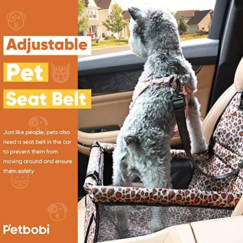 Petbobi Small Dog Car Seat, Dog Car Booster Seat for Small Medium Dogs 5-15 lbs, Foldable Front Seat Safety with Sturdy PVC Tube Frame, Breathable Mesh, Leopard Print - Image 4