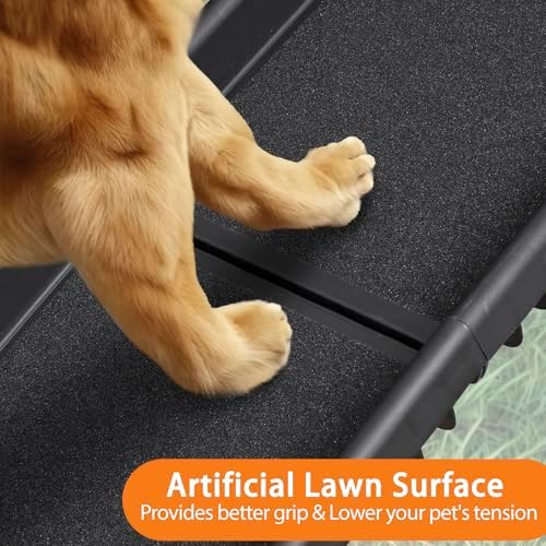 62 Inches Folding Dog Ramp for Cars Trucks SUVs Portable Pet Ramps for Large Dogs Non-Slip Stairs Step Ladder with Raised Siderails, Black - Image 2