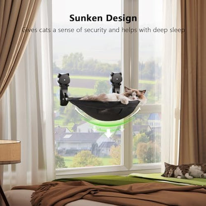 JUNSPOW Cat Window Perch Cordless, Foldable & Stable Cat Beds- Breathable Cat Window Hammock for Overlooking, Sunbathing and Climbing - Maximum Hold Up to 40lb - Image 3