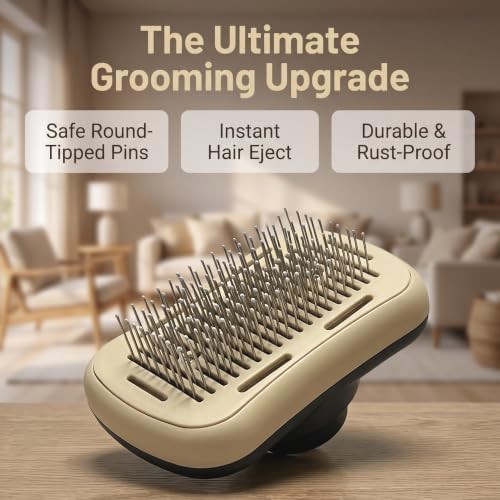 Pet hair blowing comb-Skin Friendly Grooming Tool for Dogs, Cats, and Puppies, Deshedding and Hair Removal for Long and Short Haired Pets (Beige+Dark Grey) - Image 6
