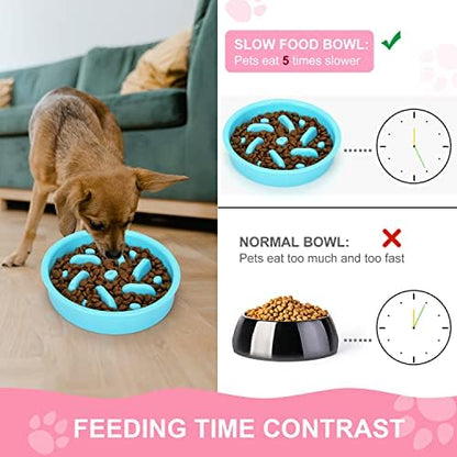 Slow Feeder Dog Bowls 3 in 1 Stainless Steel Food Water Bowl to Slow Eating - Image 2