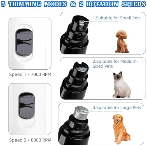 2-Speed Silent Groom Pro Nail Grinder, Rechargeable Quiet Dog Nail Trimmer, Gentle Electric Pet Nail Grinder Tool for Medium Small Dogs & Cats - Image 3