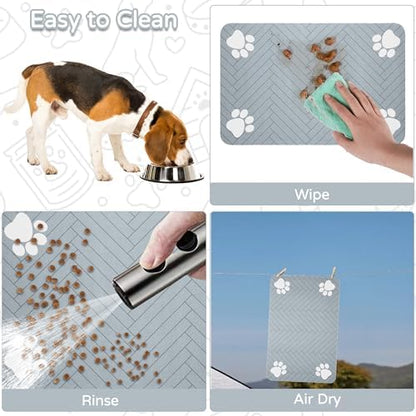 Dog Cat Food Mat, Absorbent Pet Feeding Mat for Food and Water Bowl - Image 7