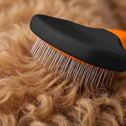 Poodle Pet Slicker Brush - For Dogs, Cats, Rabbits - Matted/Loose Fur, Knots - Suitable for Doodle/Goldendoodle Grooming and Shredding Short/Long Hair (Orange) - Image 7