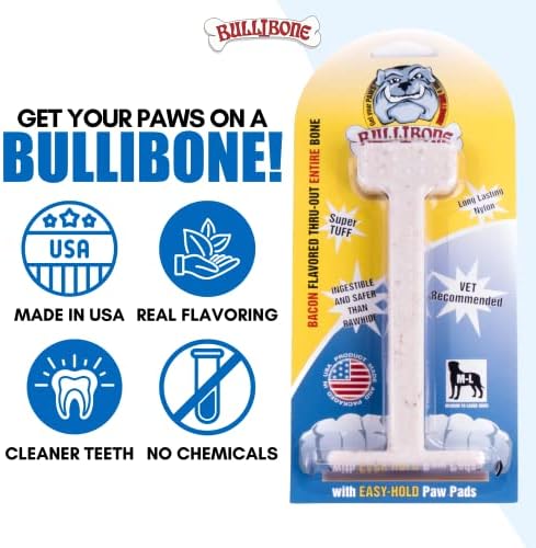 Bullibone Nylon Dog Chew Toy for Aggressive Chewers - Dental Hygiene Bone with Bacon Flavor, Durable Tough Chew Toys for Small Dogs, Indestructible Dog Bone - Single - Image 4