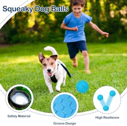 Indestructible Squeaky Dog Ball for Aggressive Chewers, Rubber Interactive Dog Toy for Teething, Relieving Anxiety. Chew Toy for Large, Medium Breeds, Outdoor & Indoor Ball. - Image 4
