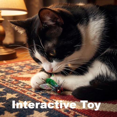 Cat Feather Toys - 2 Pcs Handmade Simulation Flies – Durable Cat Toy Wand Refills - Interactive Kitten Teaser Wand Attachments - Cat Toys Replacement for Cat Kitten Wand - Image 7