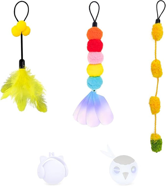 ORSDA 3 PCS Replacement Refills, Cat Toys Feather Tail, Bubble Fuzzy Ball, Pom Pom Balls for Electric Kitten Toys, only Suitable T93&T96 Cat Ball Toy