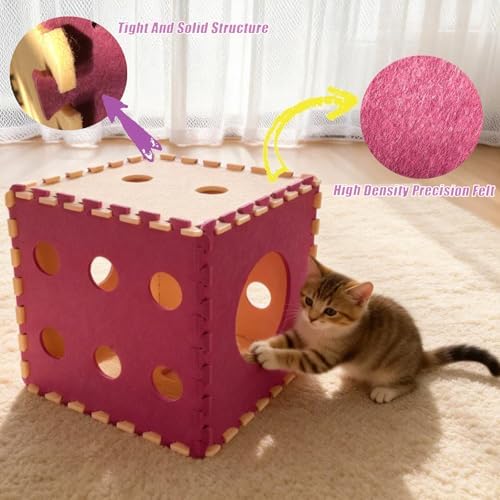 Larger-Size Interactive Cat Toys for Indoor Cats, Kitten Toys, Catnip Toys, Cat Wand, Feather Wand, Bells & Balls for Indoor Cats,30 Pcs Puzzle Box with Cooling Mat - Image 5