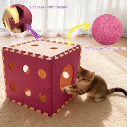 Larger-Size Interactive Cat Toys for Indoor Cats, Kitten Toys, Catnip Toys, Cat Wand, Feather Wand, Bells & Balls for Indoor Cats,30 Pcs Puzzle Box with Cooling Mat - Image 5