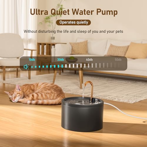 DOOOB Ceramic Cat Water Fountain, Ceramic Cat Fountain with Copper Spout - Image 3
