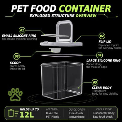 LivLab Mker Pet Food Storage Containers With Lids & Scooper - Image 6