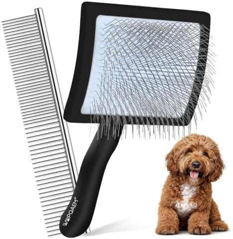 Slicker Brush for Dogs, Doodles, Poodles & Long Haired Cats by WOPQAEM%C2%AE