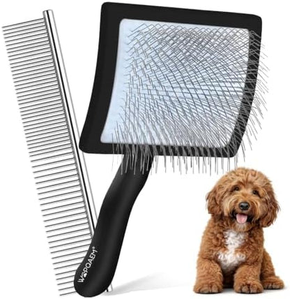Slicker Brush for Dogs, Doodles, Poodles & Long Haired Cats by WOPQAEM%C2%AE