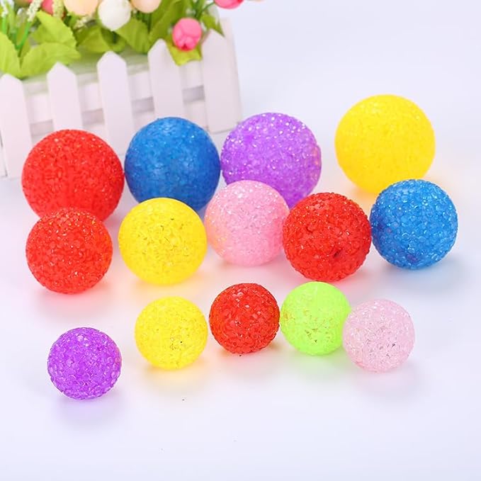 5 Pcs Cat Bell Crystal Ball Sound Pet Game Kitten Plastic Interactive Rattle for Indoor Cats Balls with Bells Teaser, Cat Toys for Bored Indoor Adult Cats,Random, As the Pictures