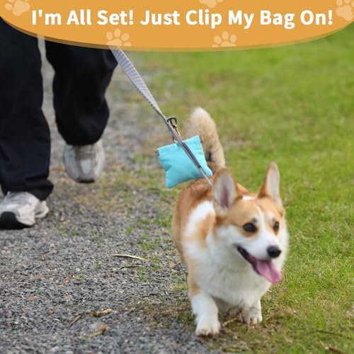 Dog Treat Pouch for Pet Training, Carabiner & Magnetic Buckle, Blue - Image 5