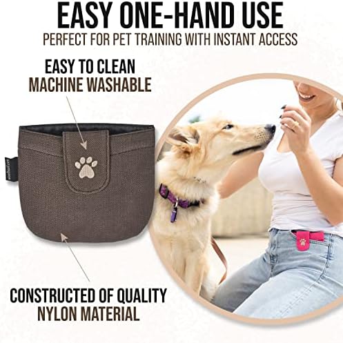 Dog Treat Pouch, Brown Pocket Sized Training Reward Pouch - Lightweight Dog Treat Holder with Magnetic Flap for Stability, Perfect Dog Accessories, Made of Durable Nylon, Machine Washable - Image 3