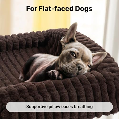 Veehoo Elevated Dog Bed with Bolster Cushion, Fluffy Plush Dog Couch Beds for Small Dogs, Cats, Washable Raised Pet Cot with Non-Slip Feet for Indoor or Patios Use, 24 x 18 Inches, Brown - Image 5