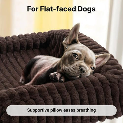 Veehoo Elevated Dog Bed with Bolster Cushion, Fluffy Plush Dog Couch Beds for Small Dogs, Cats, Washable Raised Pet Cot with Non-Slip Feet for Indoor or Patios Use, 24 x 18 Inches, Brown - Image 5