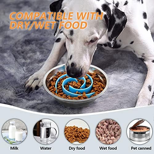 Slow Feeder Dog Bowls Insert, Animire Soft Silicone Slow Eating Dog Food Bowl for Small, Medium and Large Dogs, Compatible with Regular and Elevated Bowls - Image 4