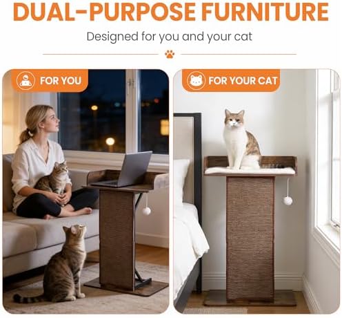 Modern Wood Cat Tree Tower for Indoor Large Adult Cats with Big Perch Bed - Image 3