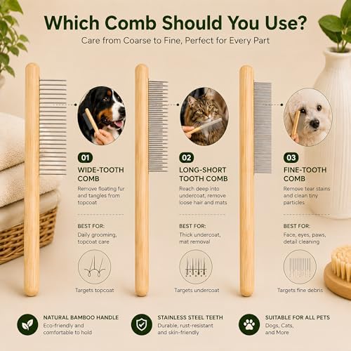 Cat Brush for Long Haired Cats - Long Hair Cat Brush & Comb Tool - Image 5