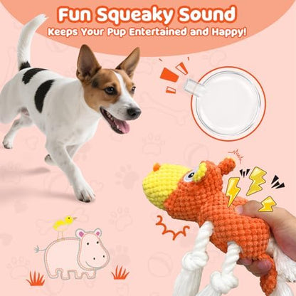 TOOPTATE Hippo Squeaky Dog Toy, Yellow Orange, Medium - Image 4