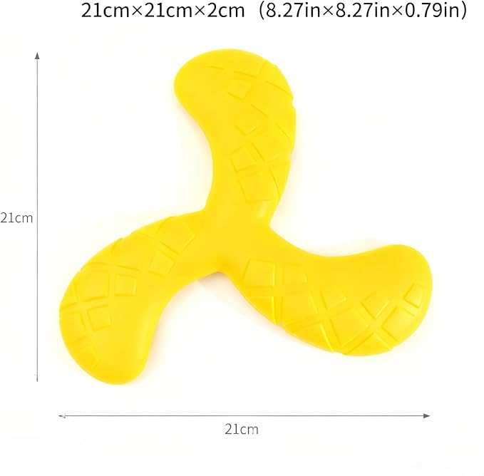 Ultra Durable Tri-Prong Dog Chew Toy for Teeth Cleaning - Non-Toxic Rubber Interactive Tug of War & Fetch Toy for Medium & Large Dogs(Yellow)