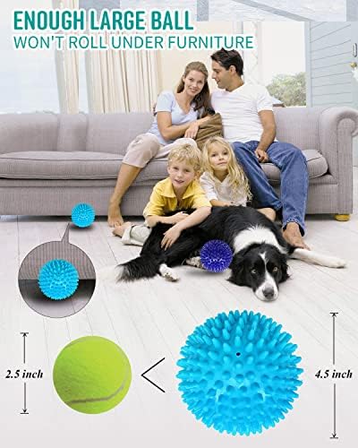 Pweituoet 2 Pack 4.5” Heavy Duty Squeaky Dog Ball for Medium Large Dogs, Spikey Dog Ball Toys for Clean Teeth and Training, Large Dog Toys for Aggressive Chewers - Image 2