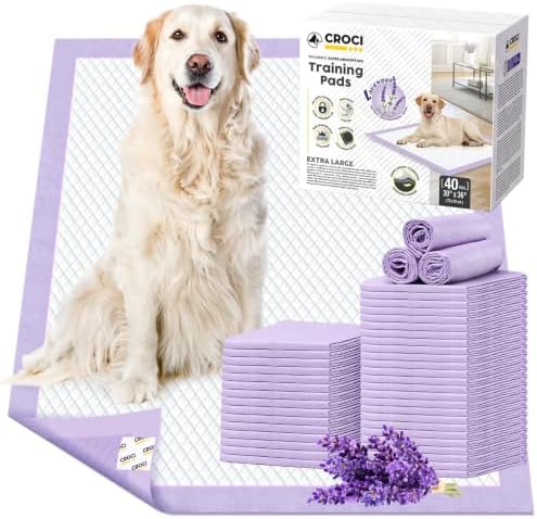 CROCI Puppy Pads with Adhesive Tabs Leak Proof Lavender Scent 30x36in 40Ct by CROCI