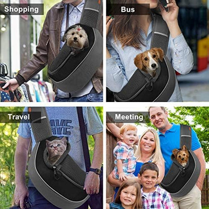 FDJASGY Pet Sling Carrier for Small Dogs Cats,Breathable Mesh Travelling Hand Free Puppy Backpack with Pouch and Adjustable Strap Carrier - Image 6