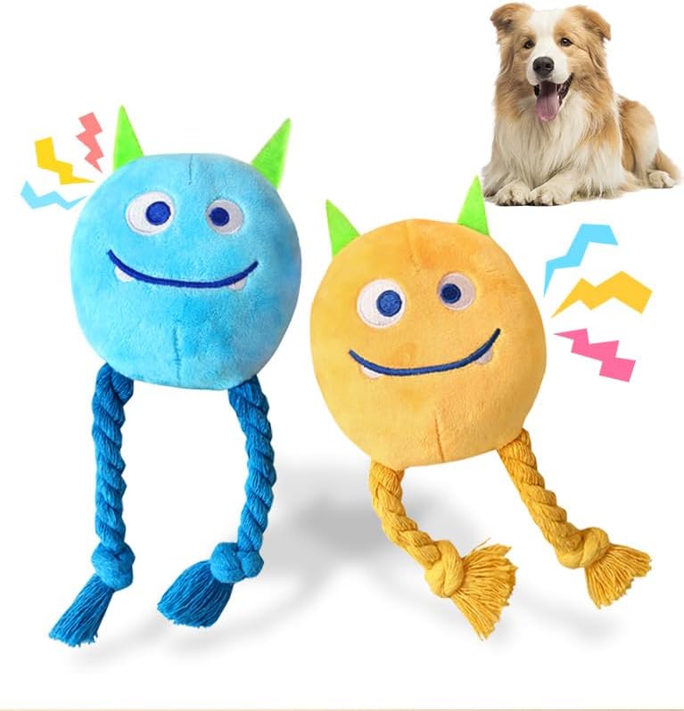 lilfrd 2 Pack Squeaky Rope Plush Dog Toys for Small Medium Puppies by Lilfrd