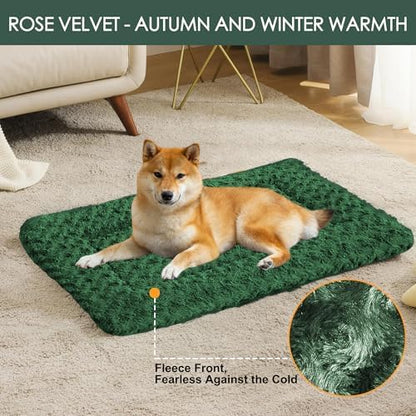 Dog Crate Pad Washable Cat Dog Pet Bed for Crate kennel Small Mat 24inGreen - Image 2