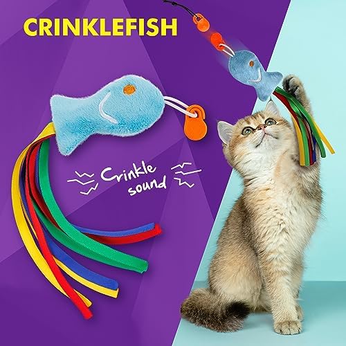 Cat Amazing Snatch Pack - 5 Magnetic Attachments for The Snatch Magnetic Wand Toy - Catnip Mouse, Rattle Snake, Crinkle Fish, Scrunchy Ball and Feather - Cat Teaser Toys - Really Catch! - Image 6