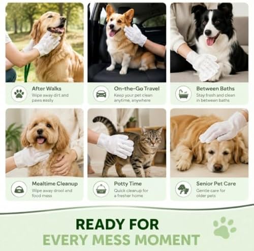 GLADFRESIT Pet Grooming Glove Wipes for Dogs & Cats, 90g, 20 Pcs - Image 5