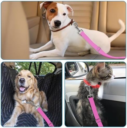 Adjustable pet cat and Dog car seat Belt The Lanyard is Flexible and Adjustable from 20 to 33 inches(Pink + Purple) - Image 6